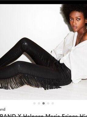 J Brand Black Fringe Skinny Jeans